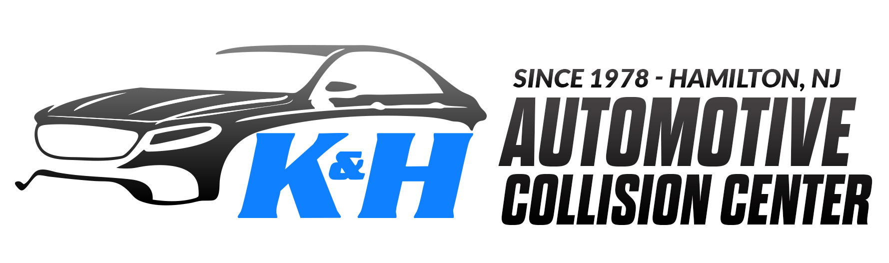 K&H Automotive Collision Center logo with a stylized car silhouette and bold blue K&H lettering, plus a since-1978 tagline.