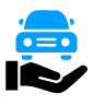 Black hand supporting a blue speech bubble, symbolizing help or customer support.