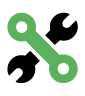 Tools icon: two green wrenches forming a linked shape, representing maintenance