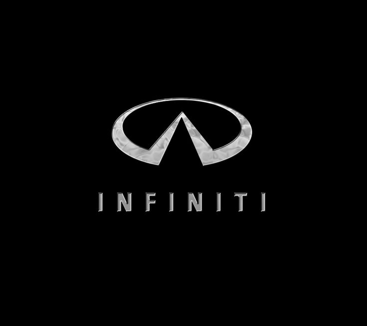 Infiniti logo: silver emblem above the word INFINITI on a black background.