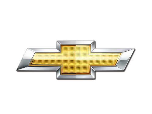 Chevrolet bowtie emblem in gold with a chrome border on a light background