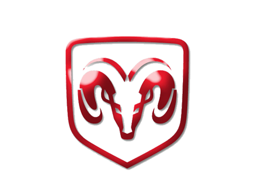 Red shield-shaped logo featuring a stylized ram's head inside the shield.