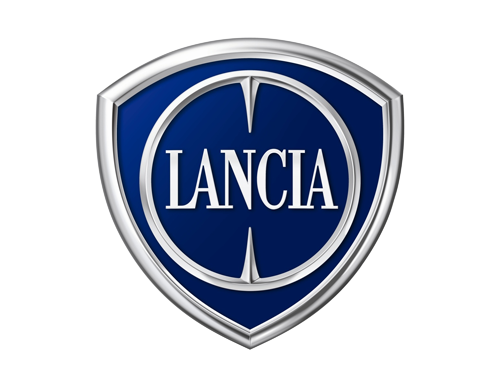 Lancia logo: blue shield with silver border and the word LANCIA in white