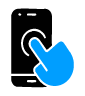Smartphone screen with a blue finger tapping a circular target on the display
