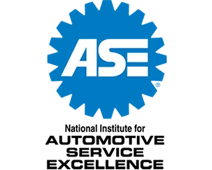 ASE logo: white ASE letters on a blue circular background.