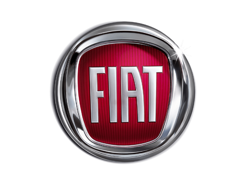 Fiat logo emblem with chrome ring and red center displaying the word FIAT