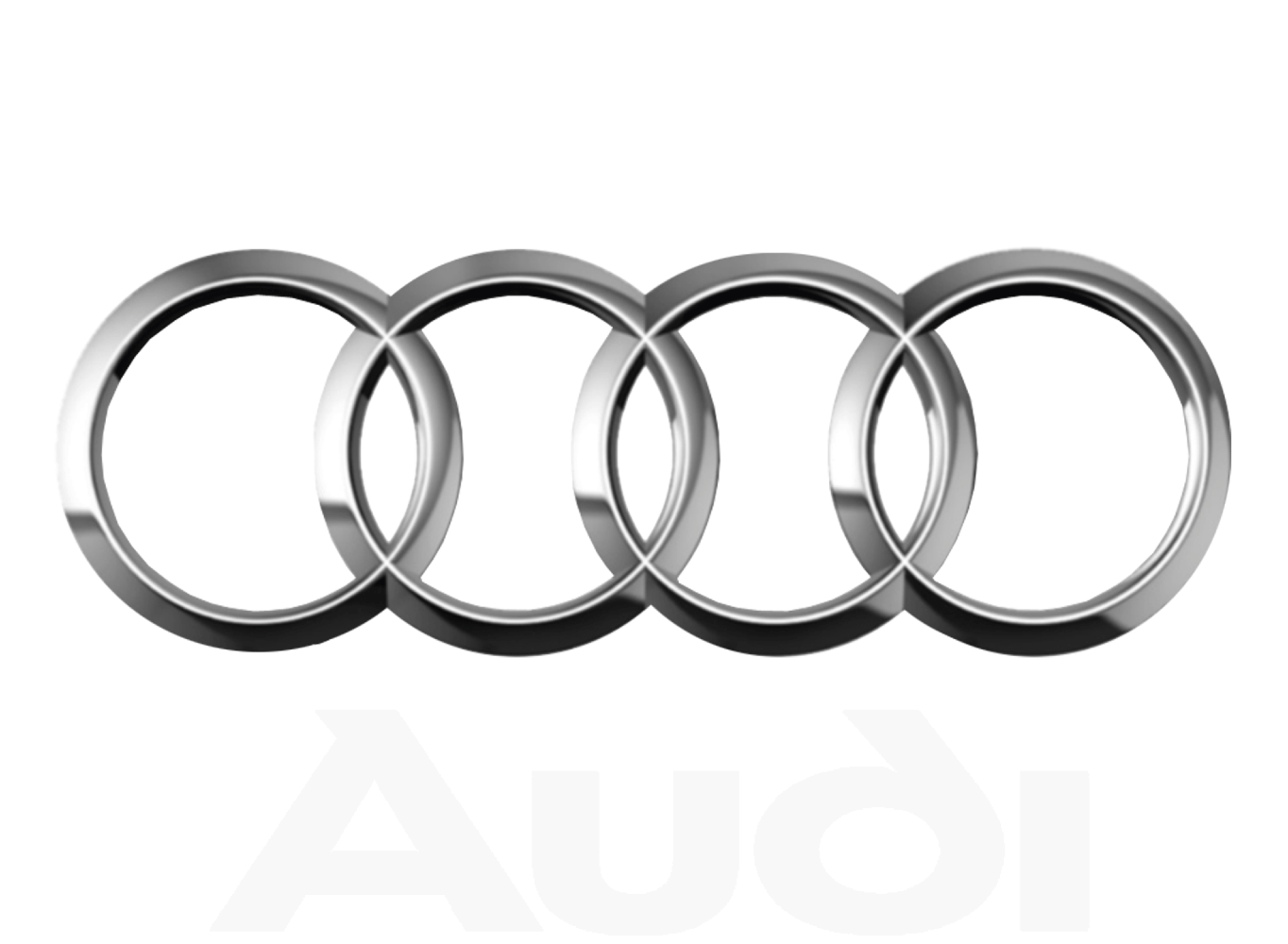 Audi logo: four interlocking silver rings representing the brand