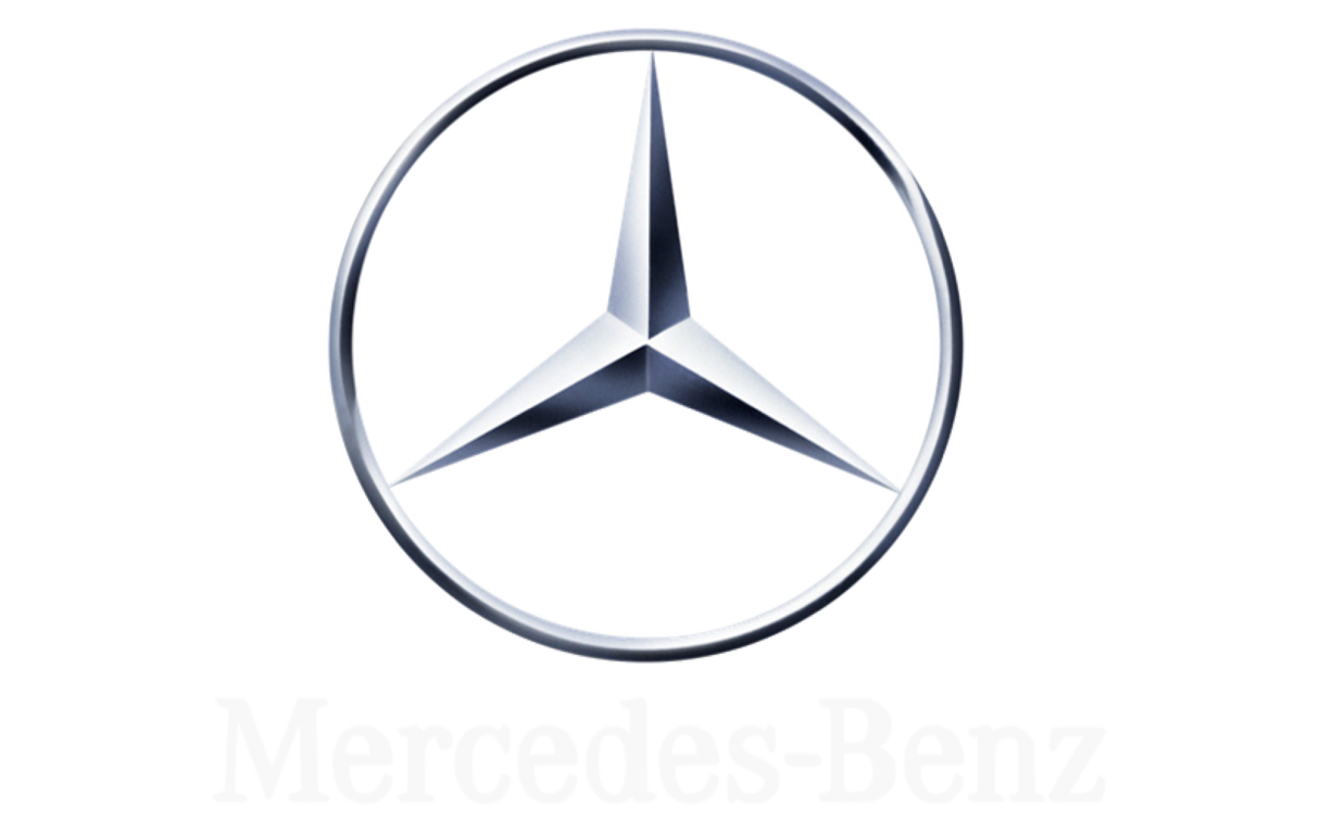 Mercedes-Benz emblem: a silver three-pointed star inside a chrome circle.